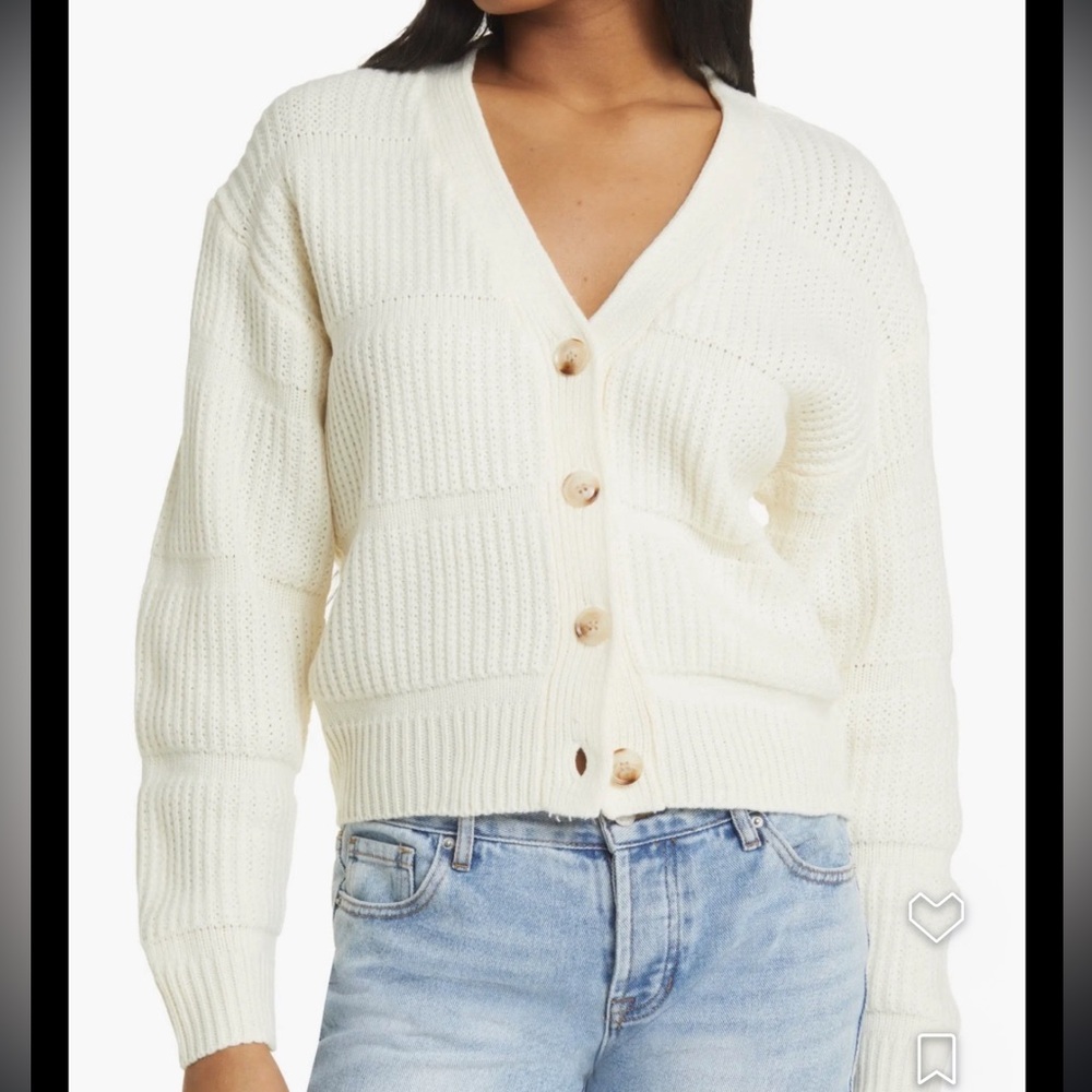 All in Favor Mixed Stitch Cardigan in Cream